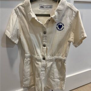 Zara Cream Romper with Relaxed Fit